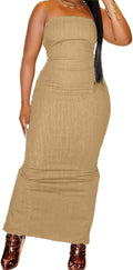 Flamingals Off Shoulder Sleeveless Maxi Dress - Sleek Split Hem Fit