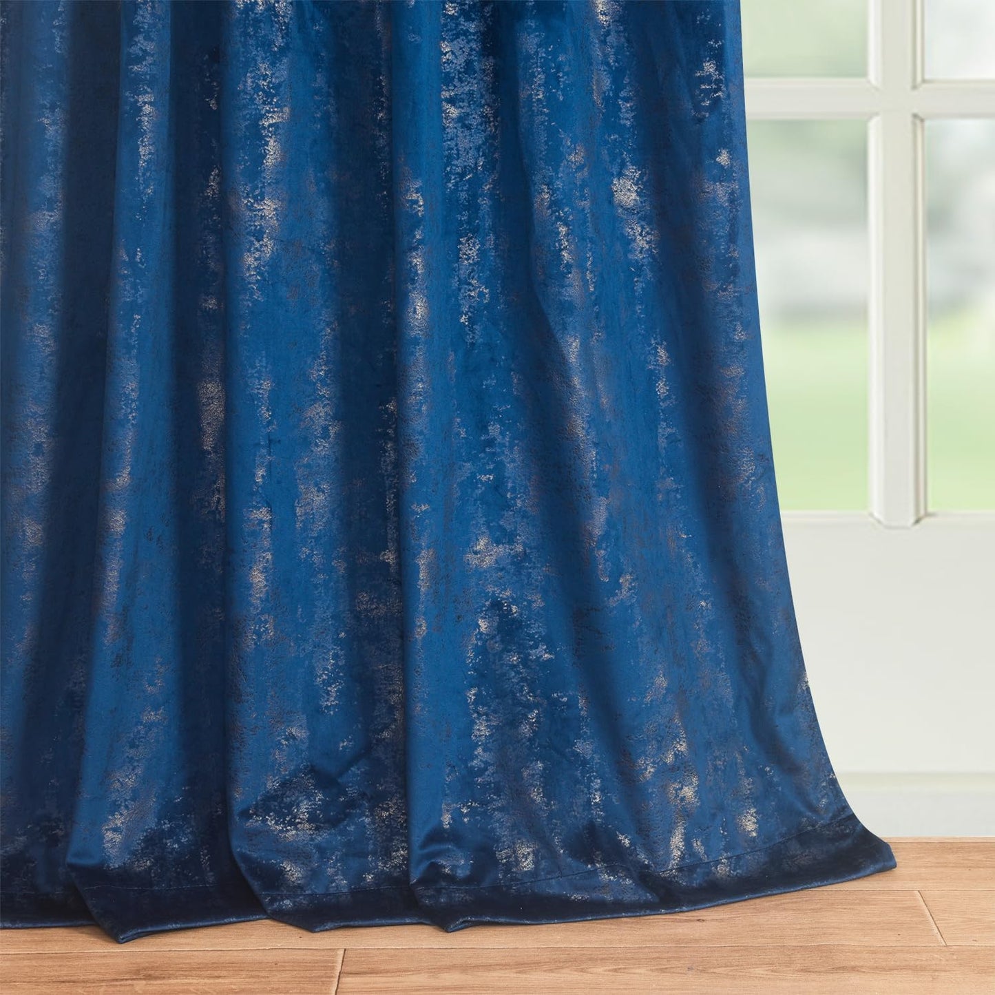 Roslynwood Gold Foil Velvet Curtains 96 Blackout 2Pcs