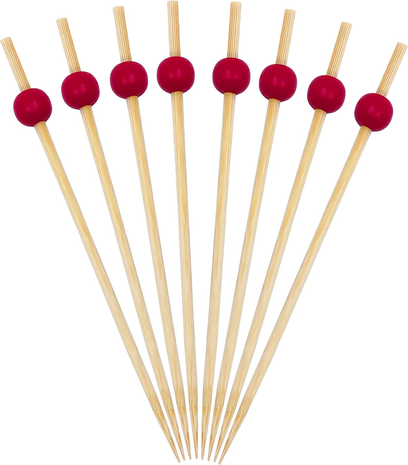 Red Pearl Bamboo Cocktail Picks - Elegant Party Essential