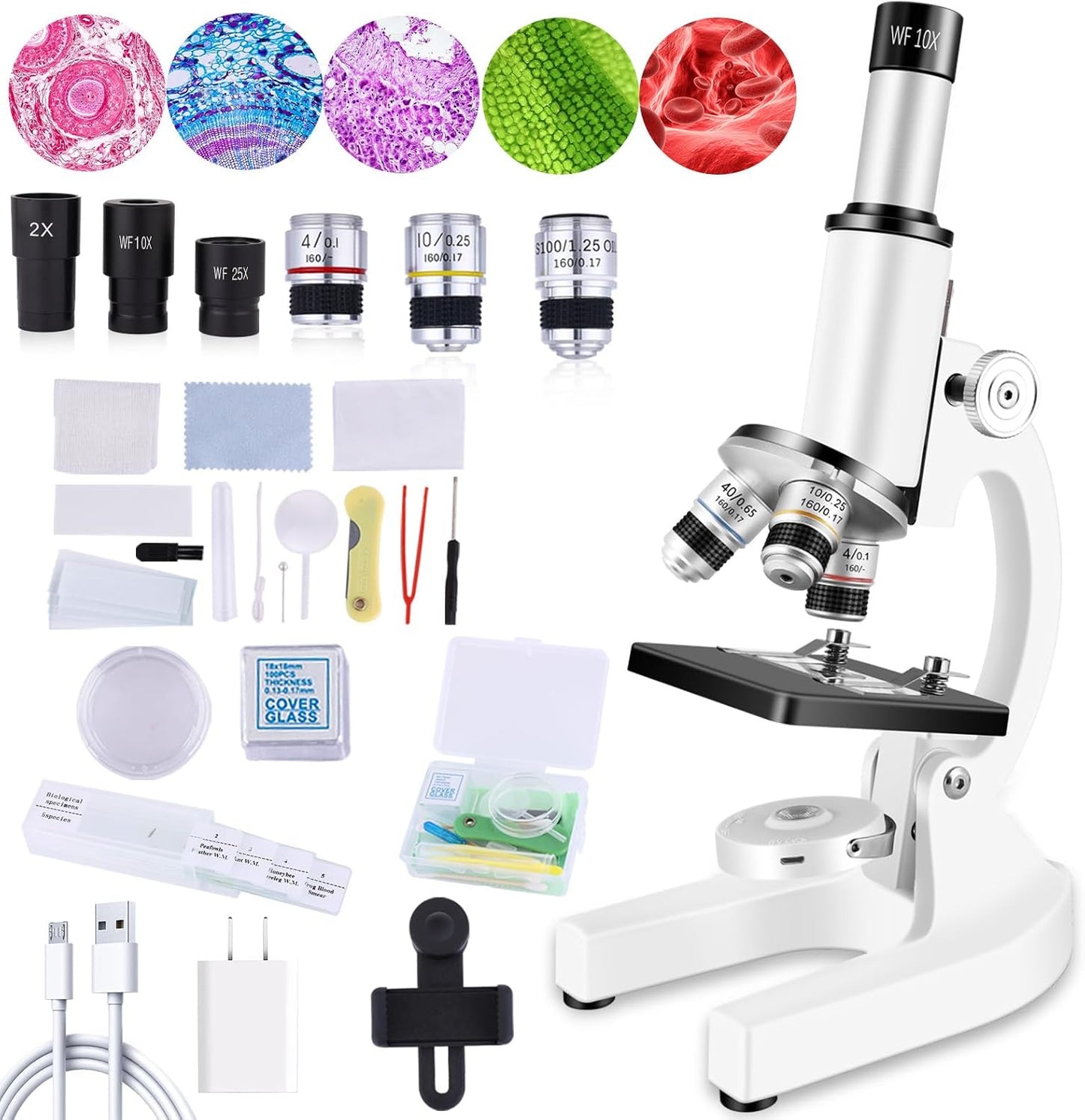 Microscope for Kids 40X-2000X Magnification with LED Light