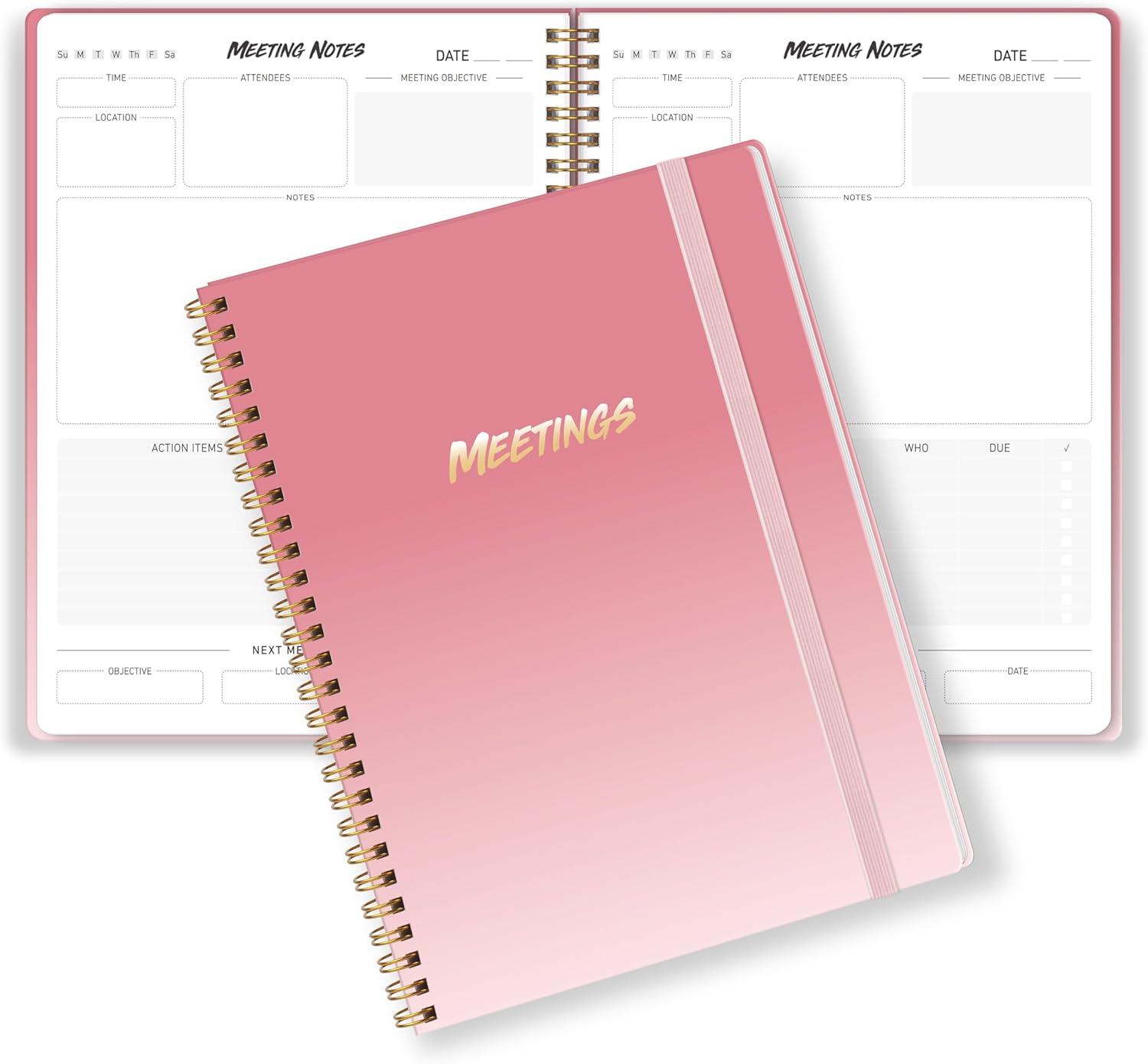 Doura Pink Meeting Planner Notebook - Stay Organized in Style!