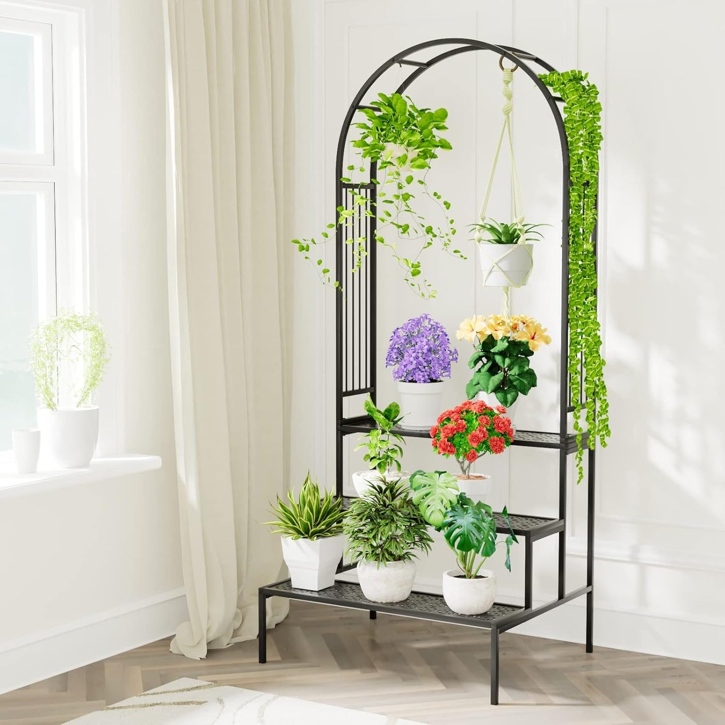 3 Tier Metal Plant Stand for Outdoor Display and Storage