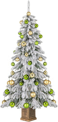 HAPPYGRILL 6 ft Snow Flocked Christmas Tree - Wintry Porch Accent