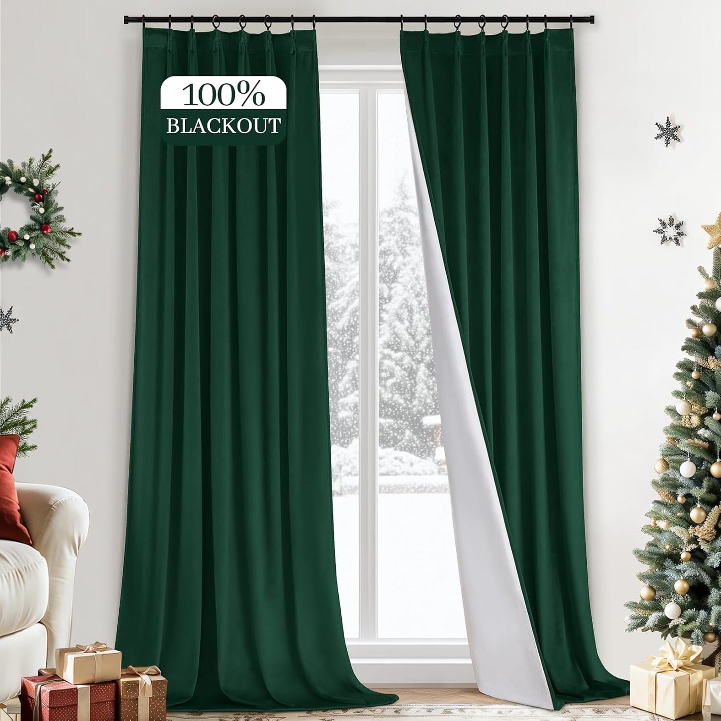 Yakamok 100% Blackout Velvet Curtains Set - Elegant Bedroom Decor