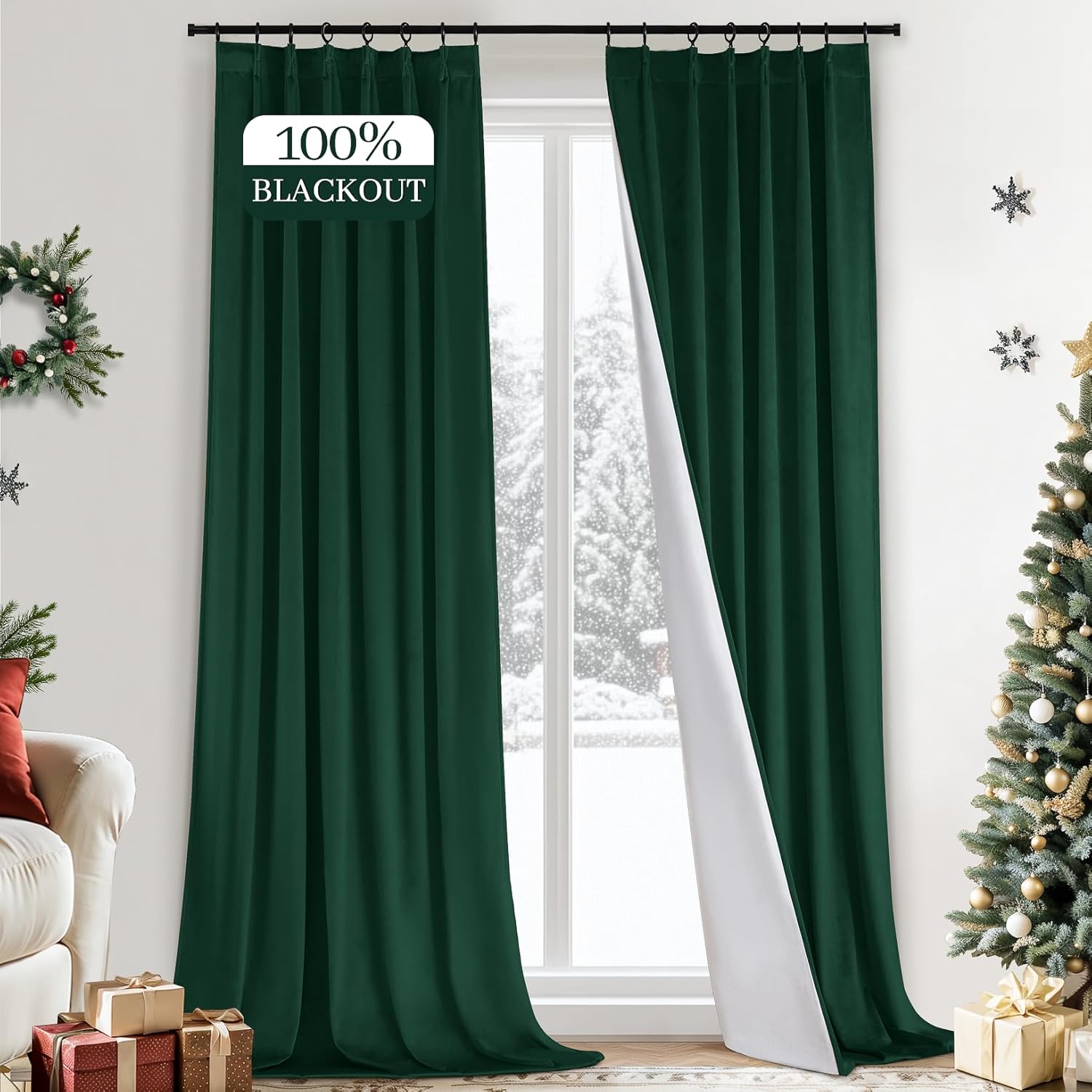 Yakamok 100% Blackout Velvet Curtains Set - Elegant Bedroom Decor