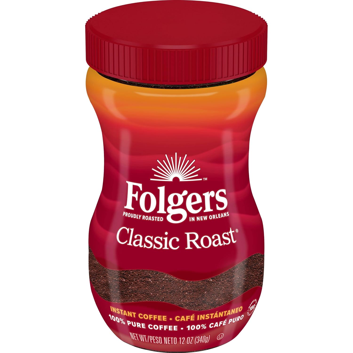 Folgers Classic Roast Instant Coffee - 12oz Rich Flavor