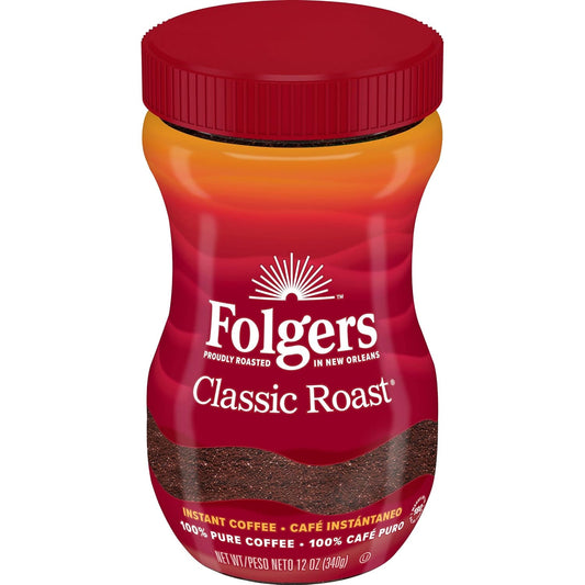Folgers Classic Roast Instant Coffee - 12oz Rich Flavor