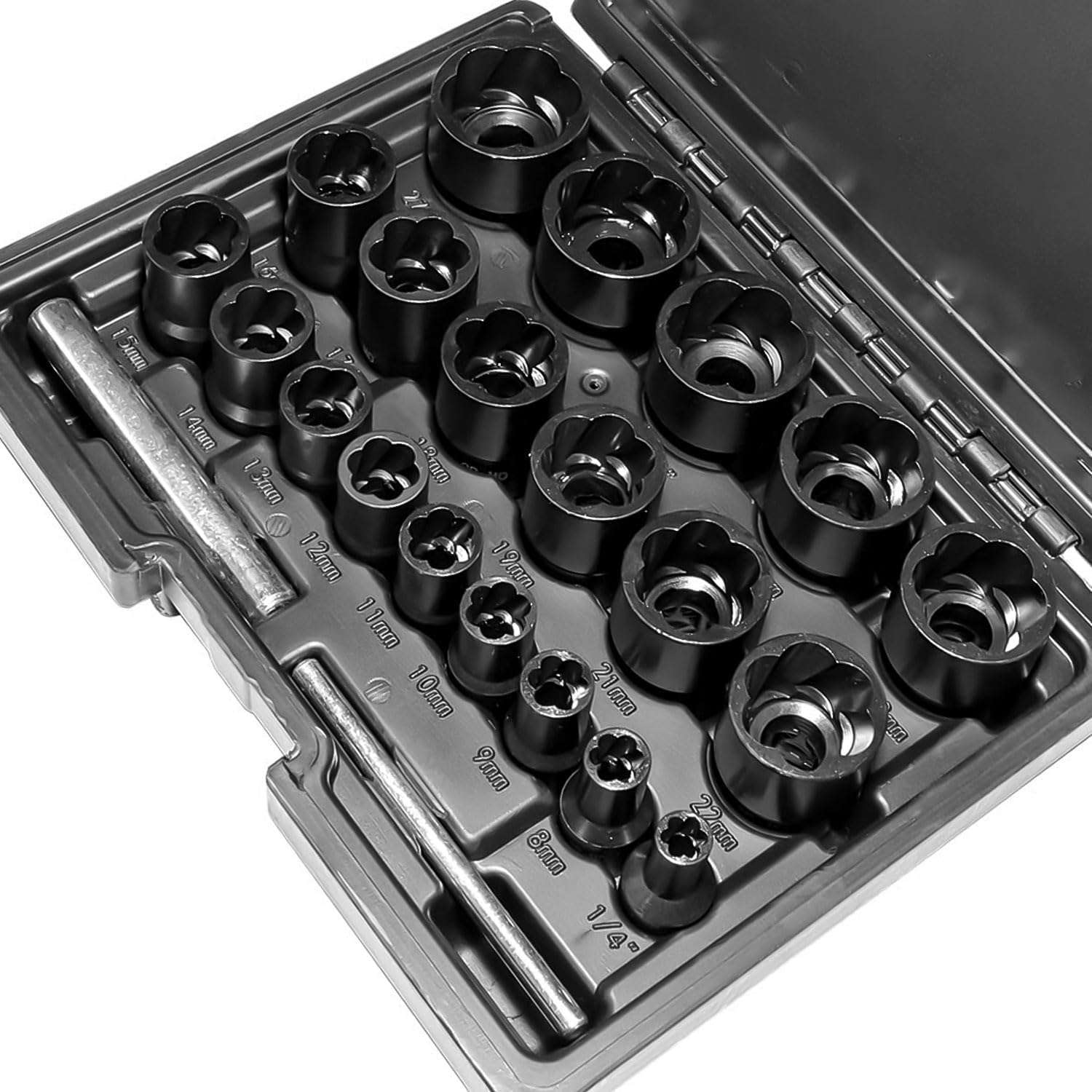 22pcs Bolt Nut Extractor Set for Stripped and Damaged Nuts