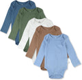baby-boys 5-pack long sleeve bodysuits 100% organic cotton - soft set