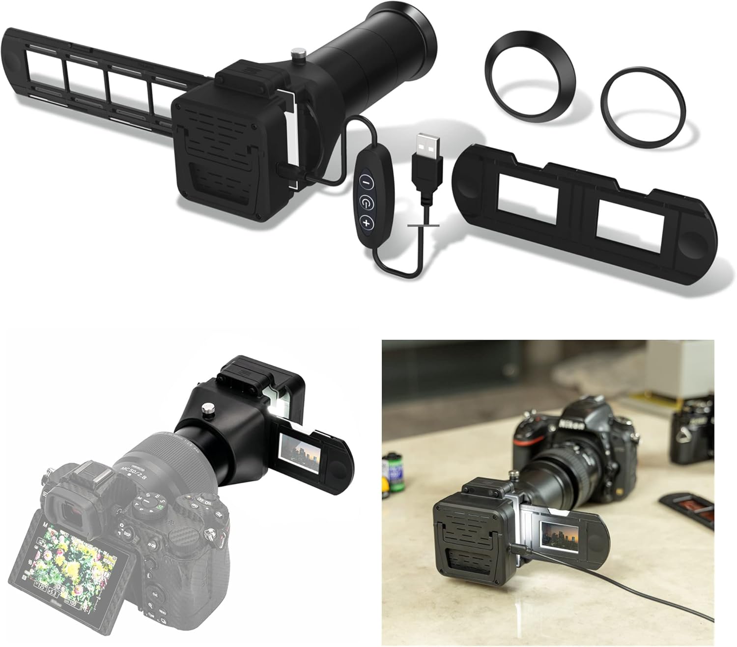 Film Digitizing Adapter Set with LED Light for 35mm Slides