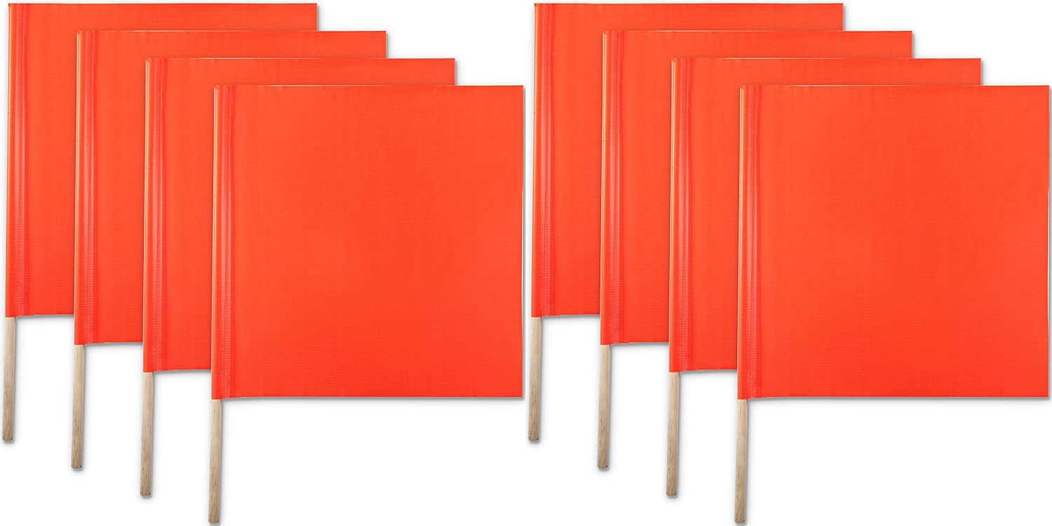 18 Inch X 18 Inch Orange Safety Flag for Construction Sites