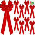 JOYIN 9PCS Big Red Velvet Christmas Bows - Large 30.7 x 10.6 in Set