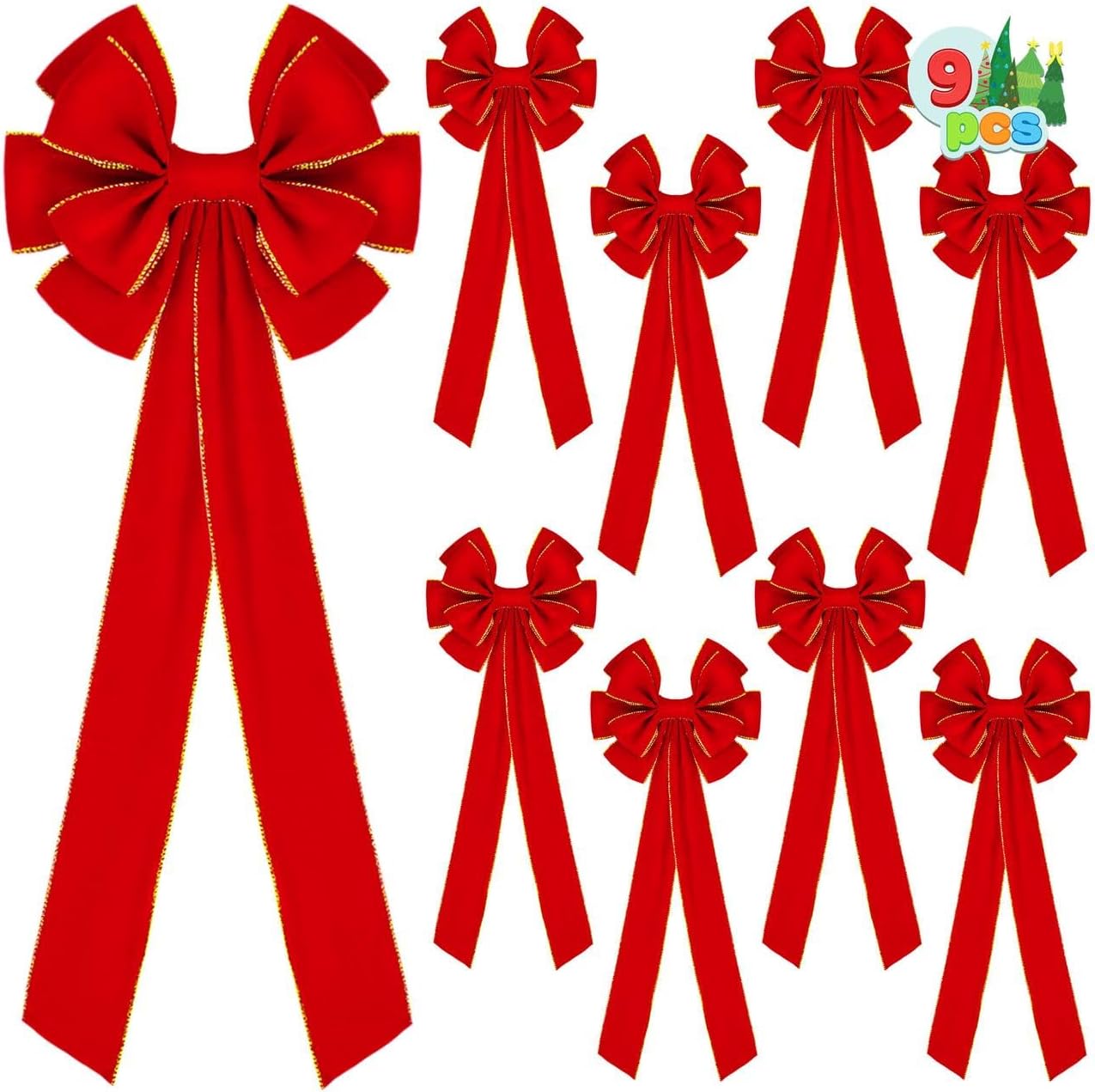 Big Red Velvet Christmas Bows for Wreaths and Decor
