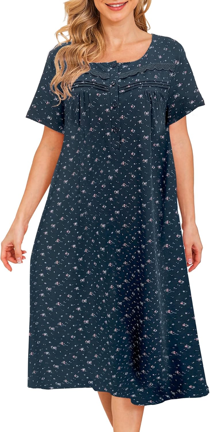 Bloggerlove Nightgowns for Women Soft Cotton Comfy Sleepwear