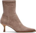 Coutgo Womens Faux Suede Kitten Heel Ankle Boots - Pointed Toe