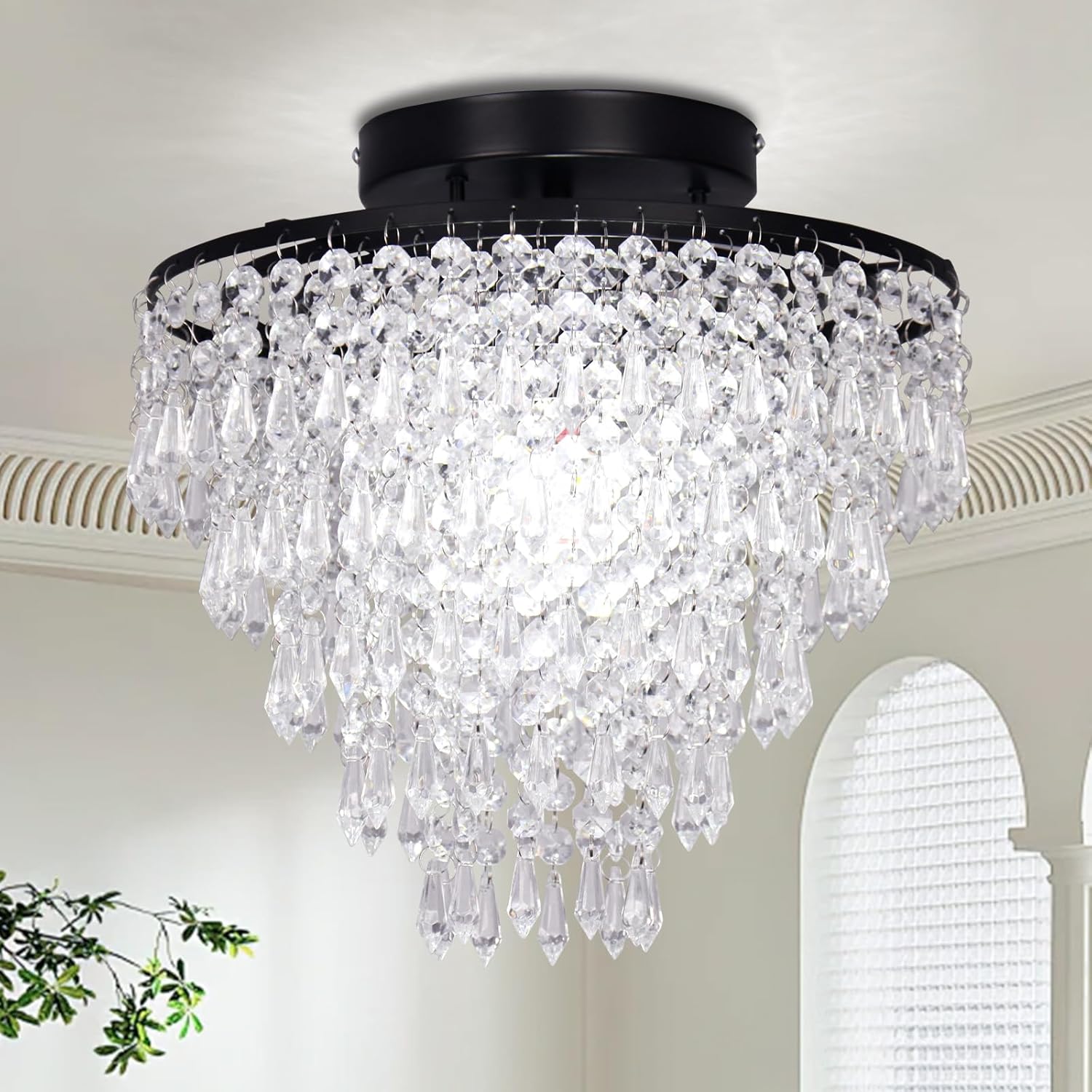 Stunning 11.8 in Crystal Chandelier Light Fixture for Any Room