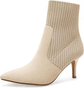 Coutgo Women's Pointed Toe Ankle Boots - Elegant Sock Kitten Heel
