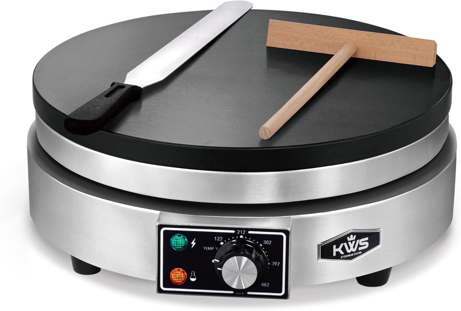 KWS CD-14T Commercial Crepe Maker - 25mm Cast Iron Plate, Non-Stick, 1750W