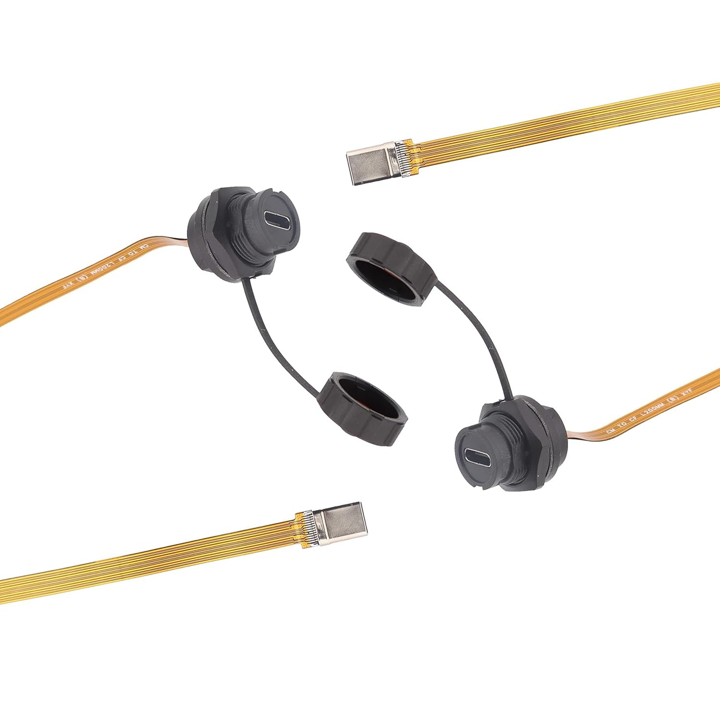 2 pcs Panel Mount USB Type C with 10 cm FPC Cable for Fast Data
