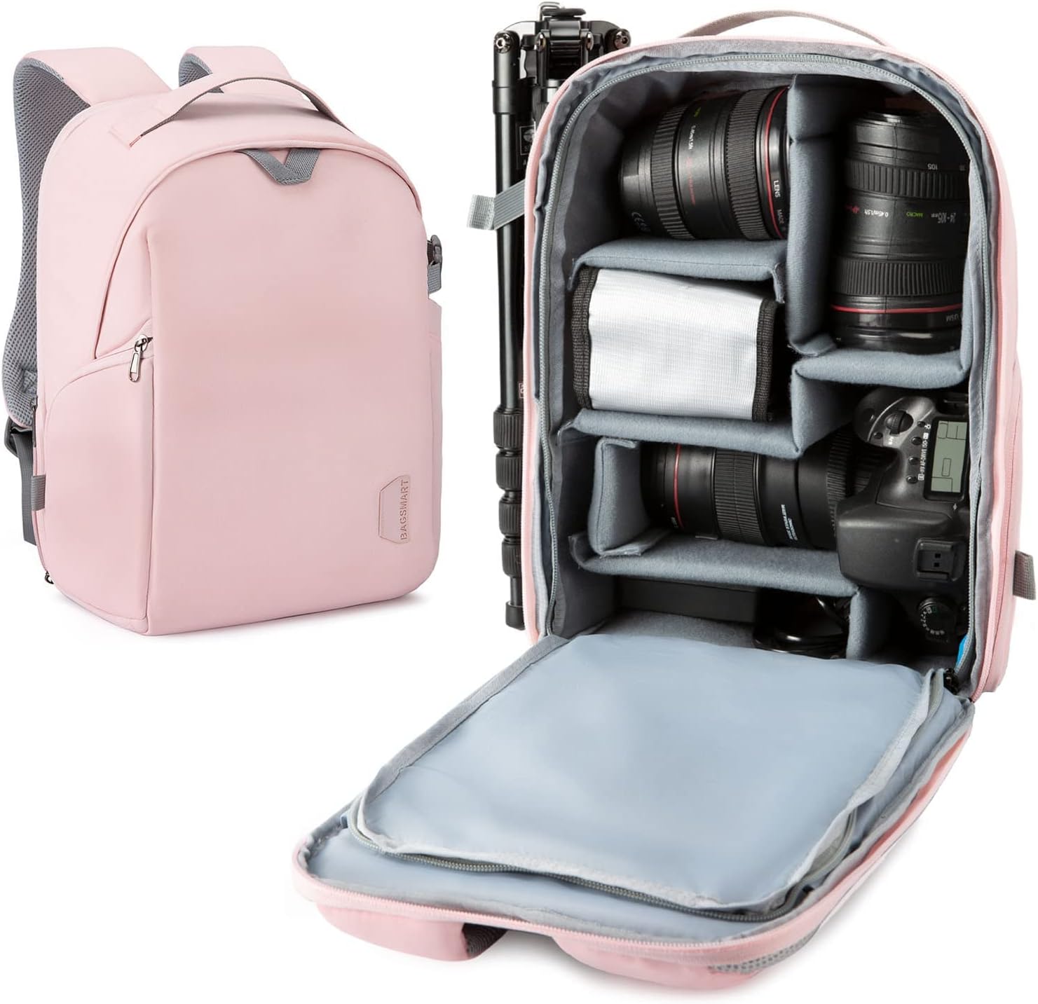 BAGSMART Pink Camera Backpack for Women Men
