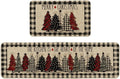 Artoid Mode Buffalo Plaid Xmas Tree Kitchen Mats Set of 2