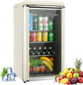 4.9 Cu.Ft Retro Beverage Cooler Cream - Double Glass Door Fridge