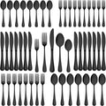 Wildone 60-Piece Black Silverware Set for 12 - Mirror Polished