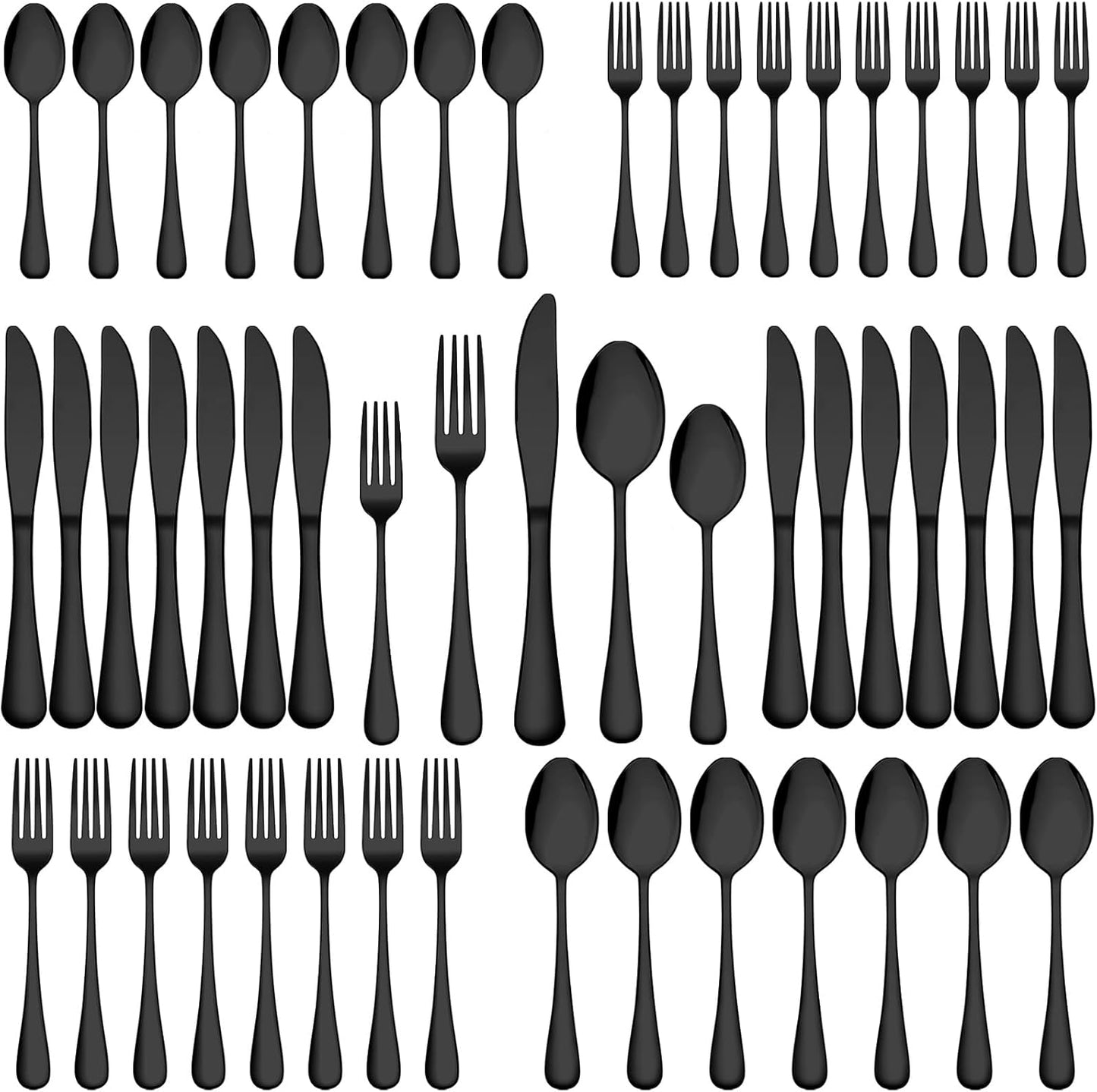 Wildone 60-Piece Black Silverware Set for Elegant Dining