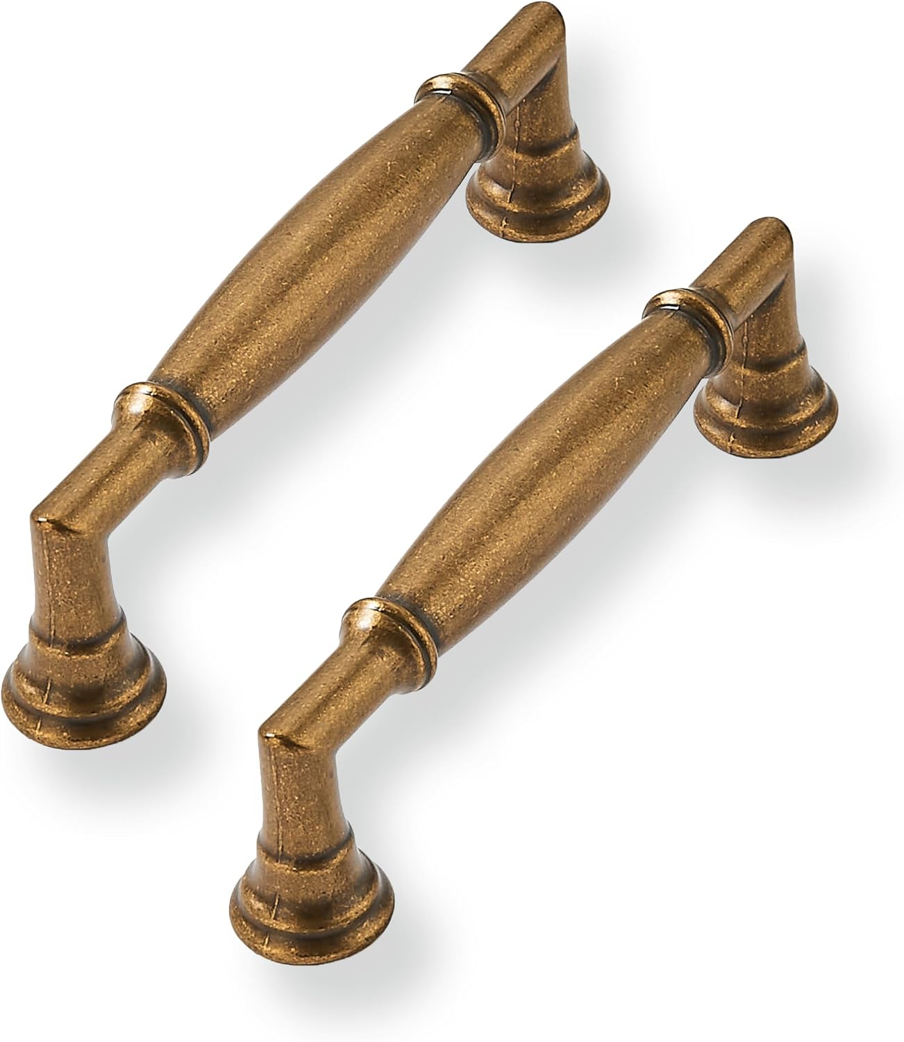 10 Pack 4 Inch Solid Antique Brass Cabinet Pulls for Kitchens