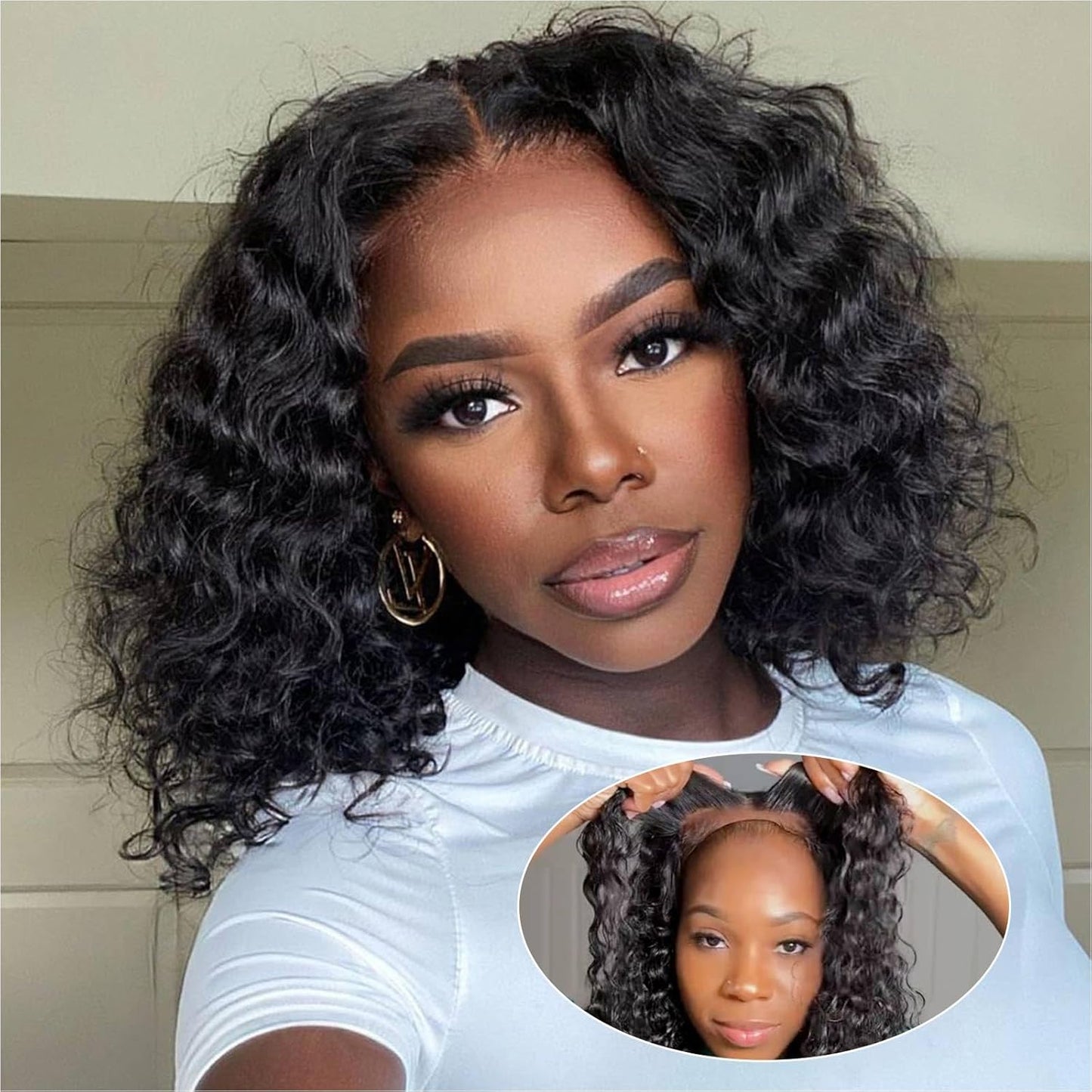 Curly BOB Wig Human Hair 10ft by omswet for Black Women