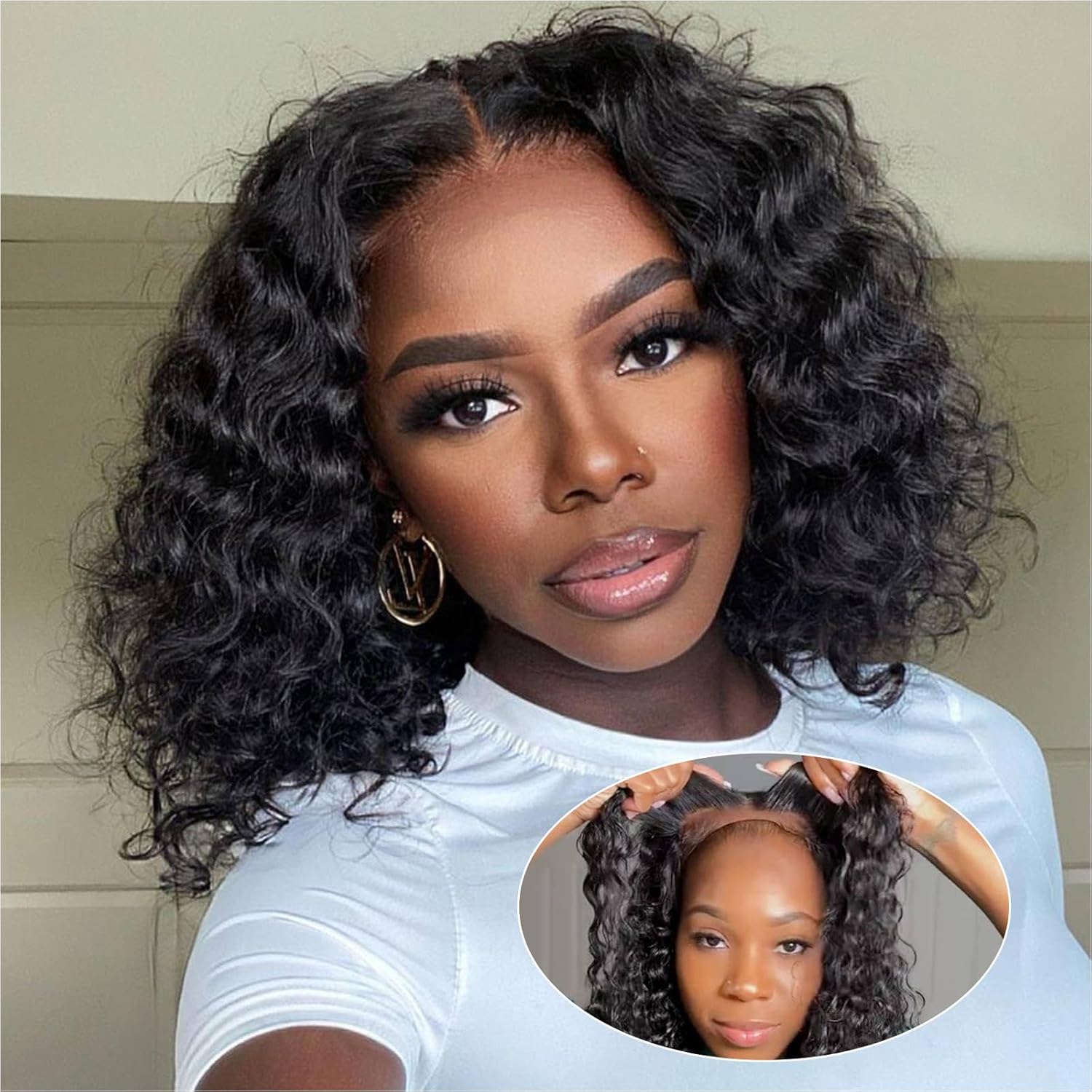 Curly BOB Wig Human Hair 10ft by omswet for Black Women