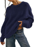 Beaully Women's Oversized Fuzzy Knit Crewneck Sweater - Cozy Fall