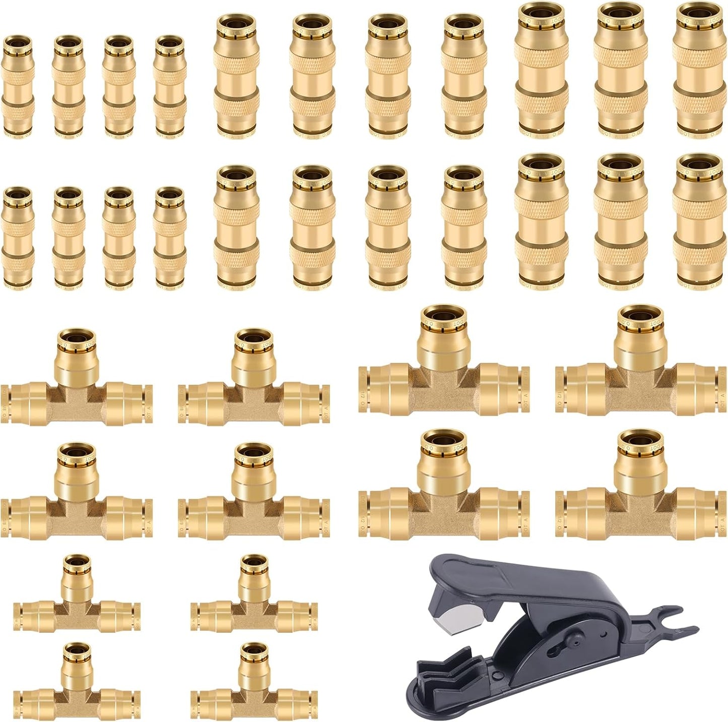 35 PCS Brass DOT Air Line Fittings Kit for Quick Connect Systems