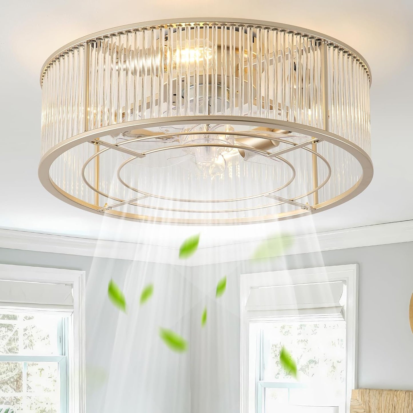 Gold Crystal Ceiling Fans with Lights for Modern Elegance