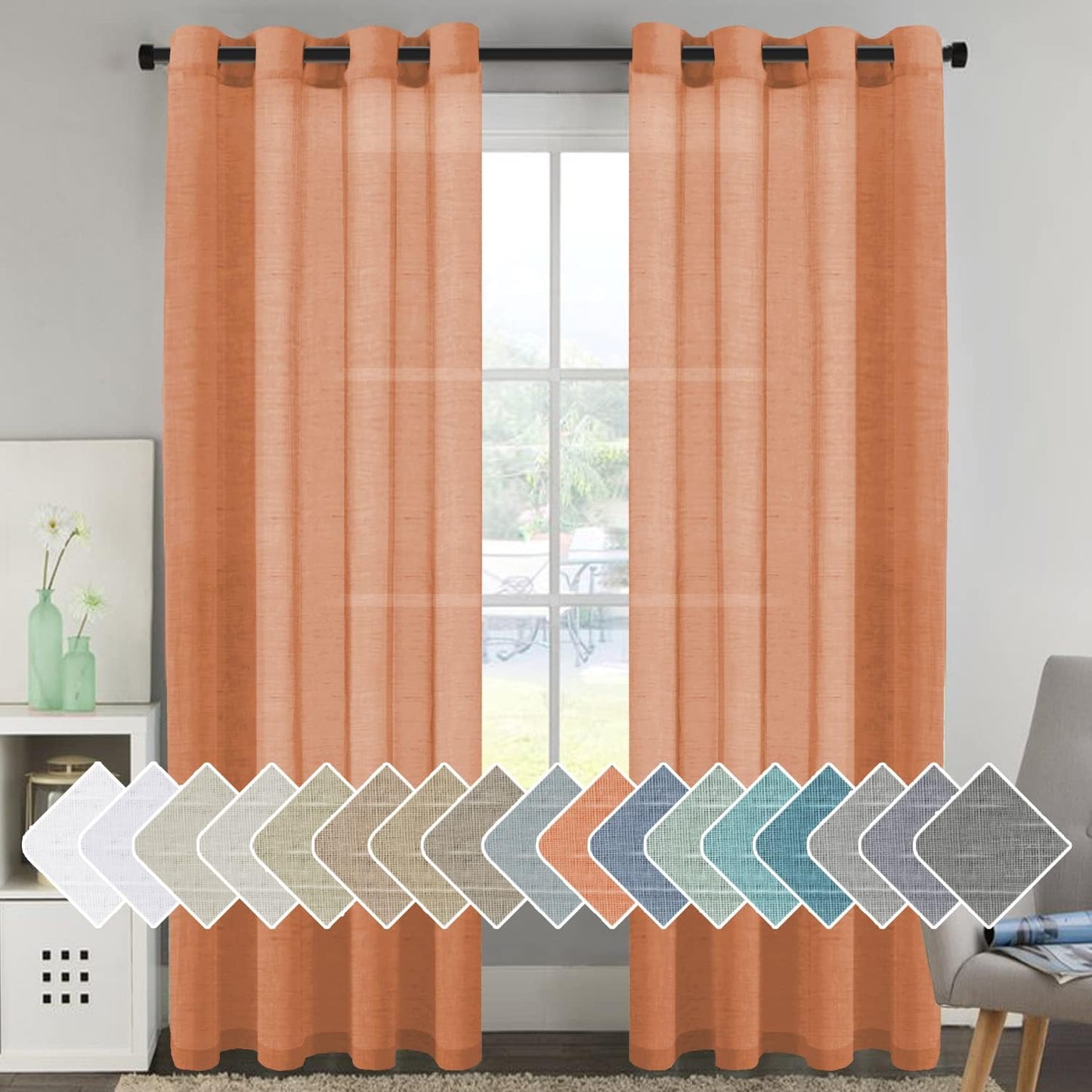 Natural Linen Blended Curtain Panels for Elegant Living Rooms