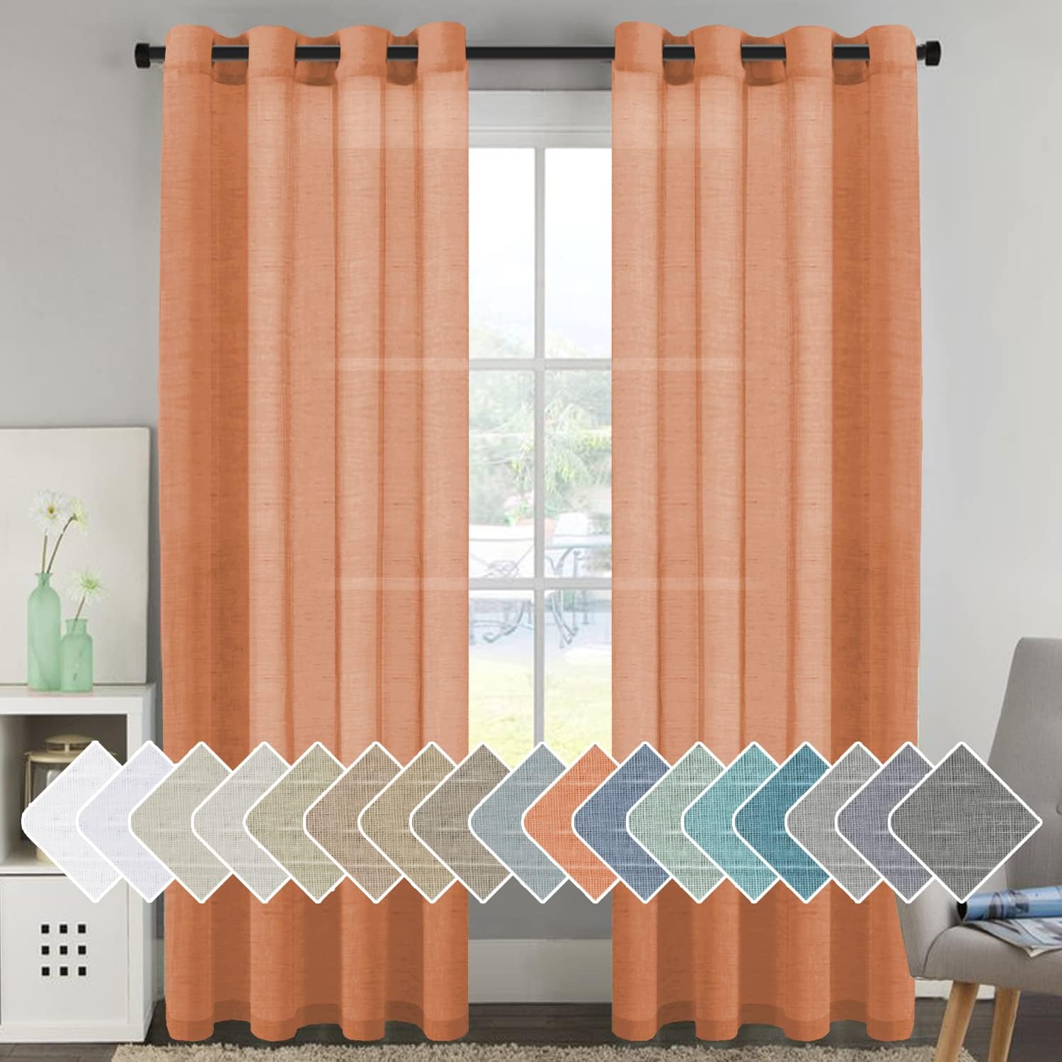 Natural Linen Blended Curtain Panels for Elegant Living Rooms