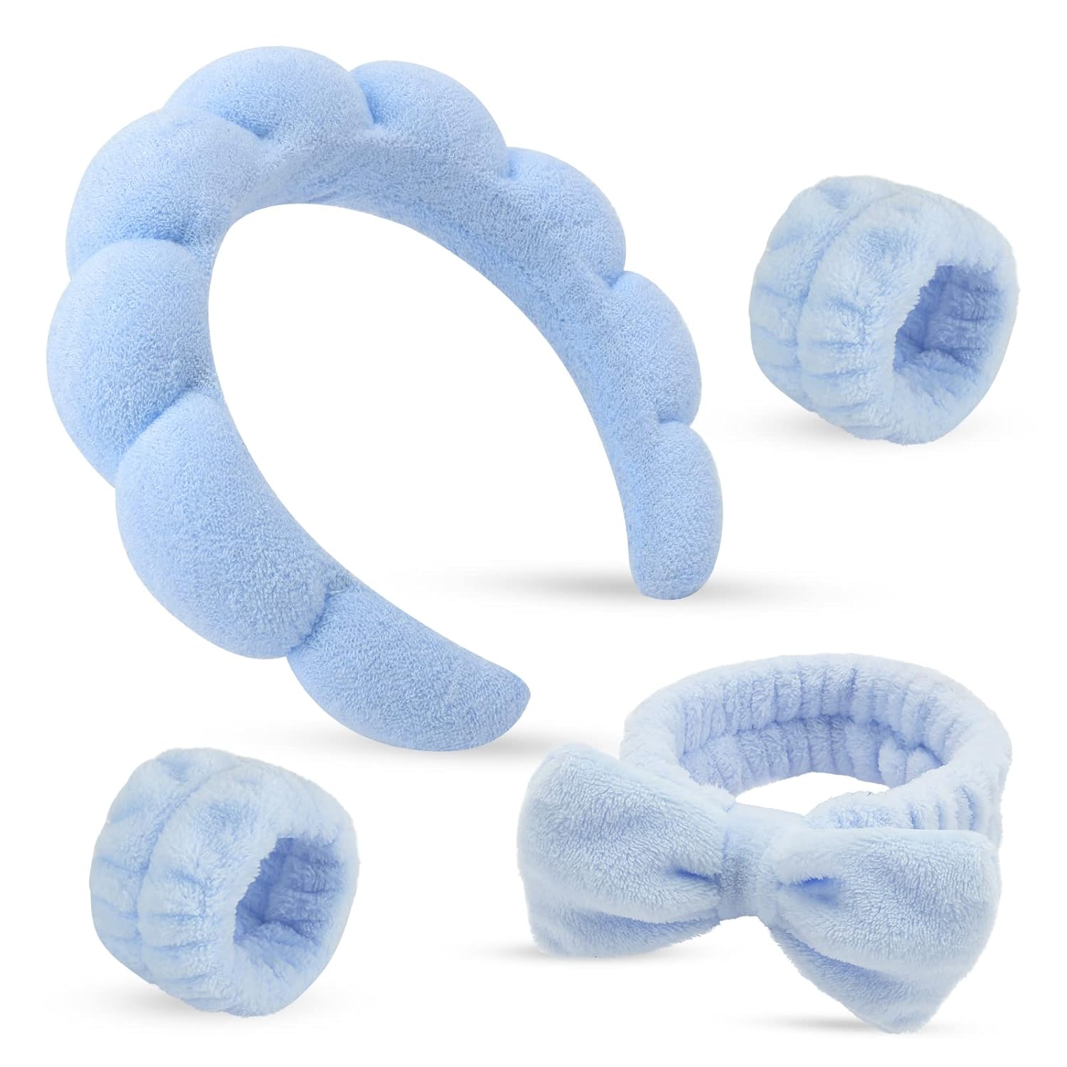 Puffy Headband & Wristband Set for Spa Delight