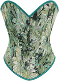 Floral Print Denim Overbust Corset Top for Women's Fashion