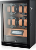 8 Watch Winder with LED Backlight and 5 Watch Storage Drawer - Compact