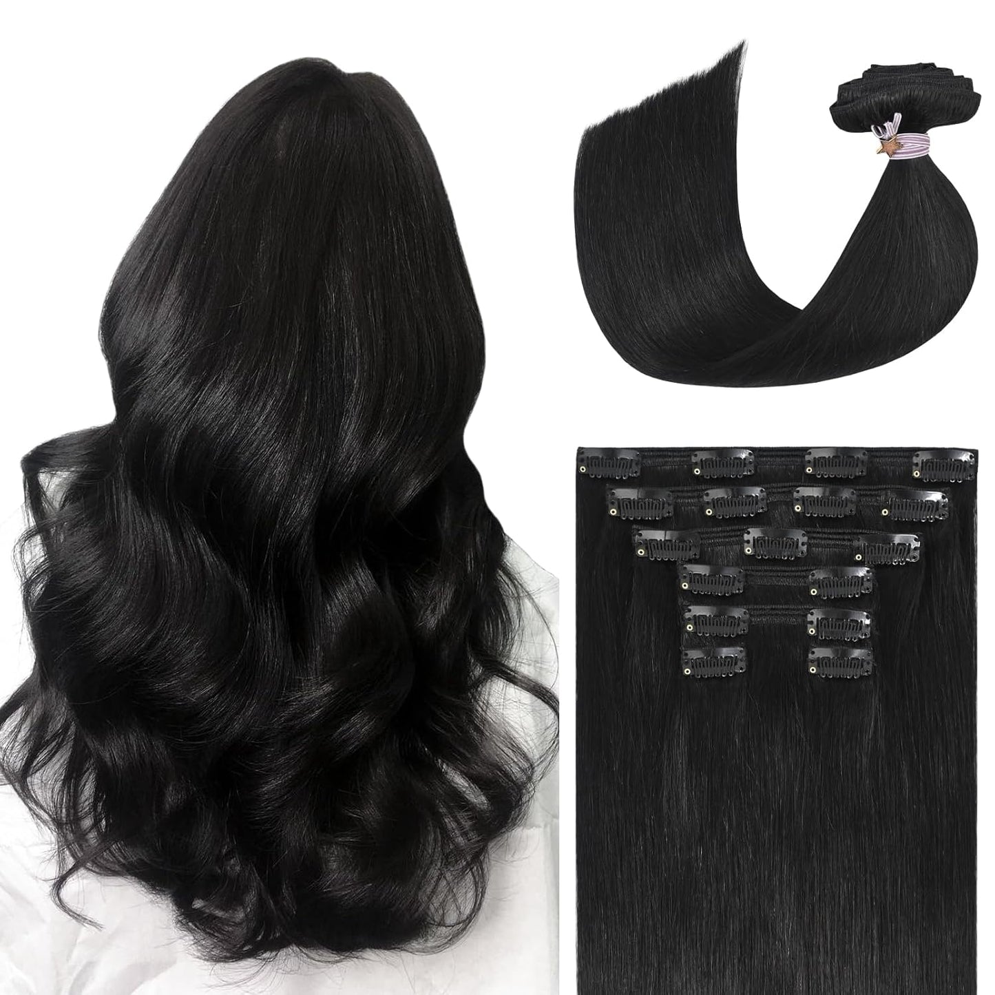 Ukira Black Clip in Hair Extensions for Natural Volume & Length
