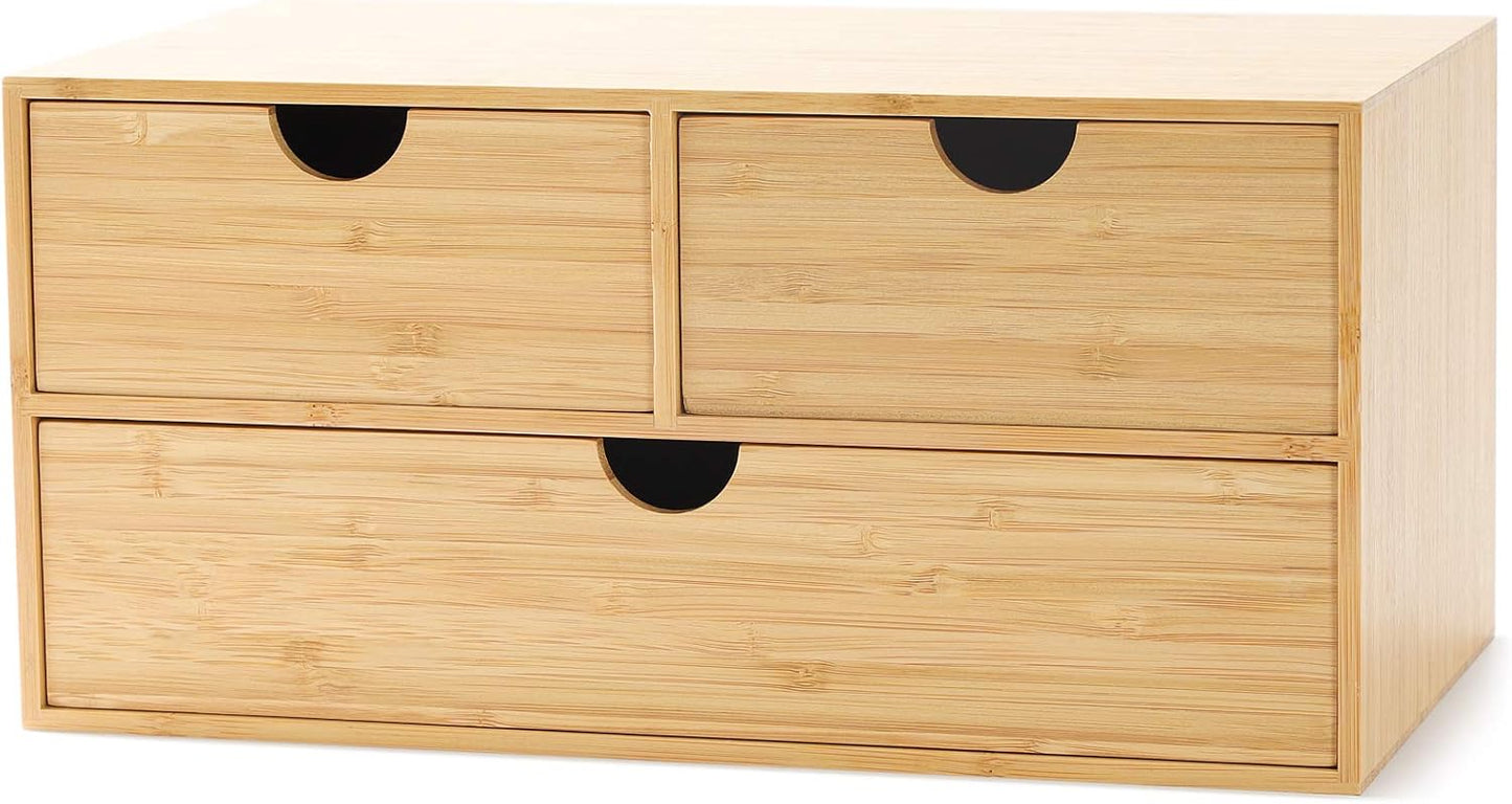 Wisuce Bamboo Desk Organizer - Mini Drawer Storage for Home