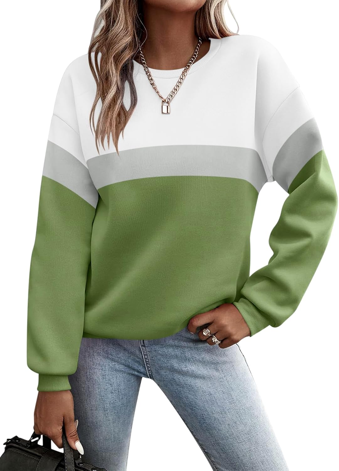 TICTICMIMI Women's Long Sleeve Color Block Sweatshirt Pullover