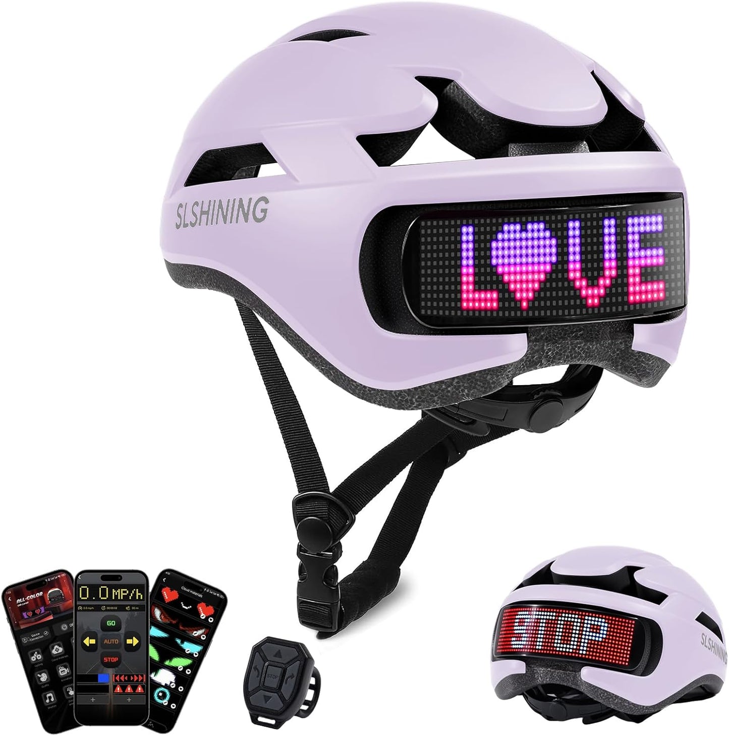 Bike Helmet with Light and 360 High Visibility LED Display