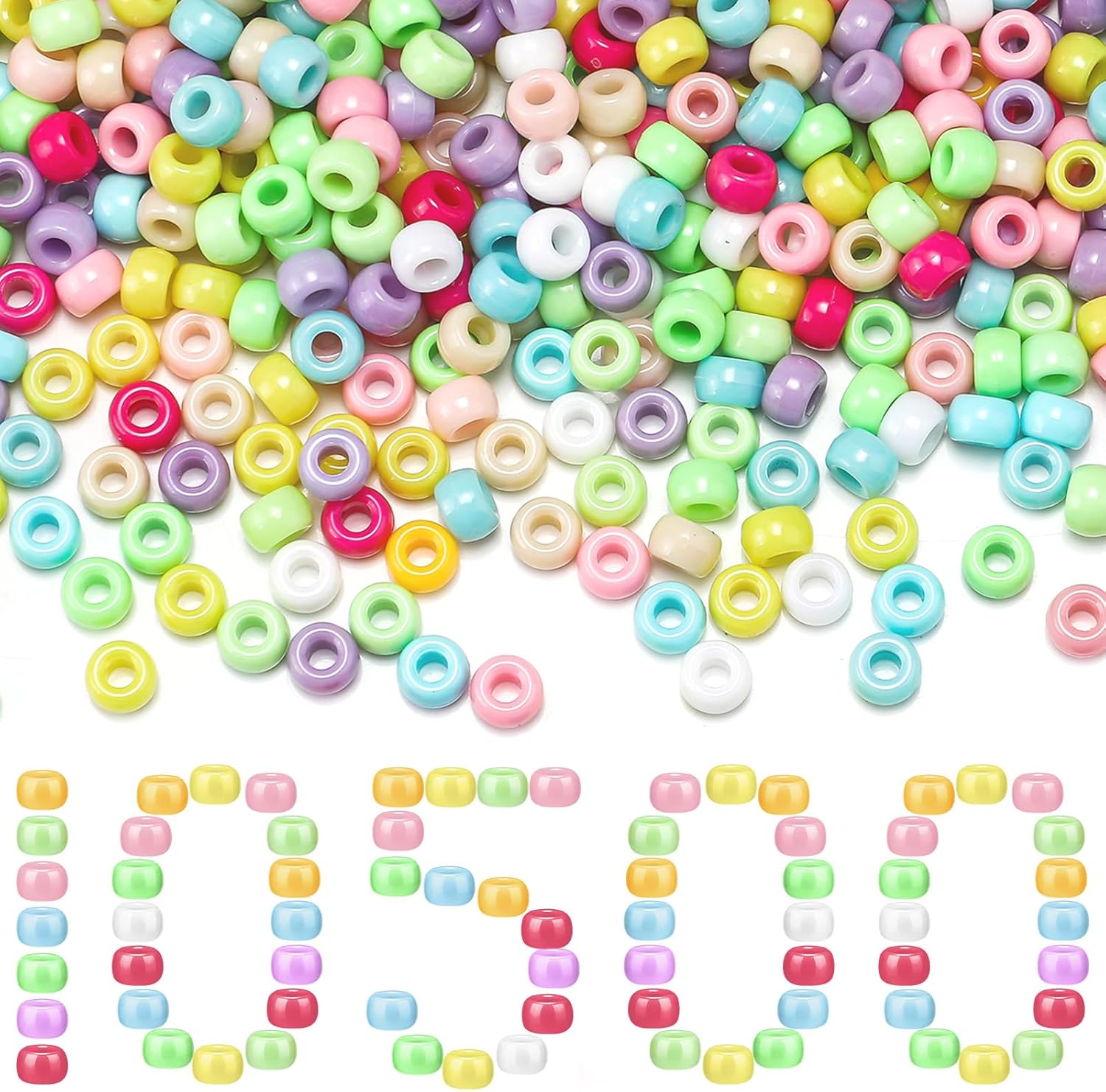 Jexine 10500 Pcs Pony Beads for DIY Jewelry Making Projects