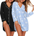 Ekouaer 2 Pack Nightgowns for Women - Comfortable Button-Down Sleep 5%