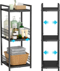 3-Tier Metal Shelving Unit Expandable Narrow Shelf - Space-Saving