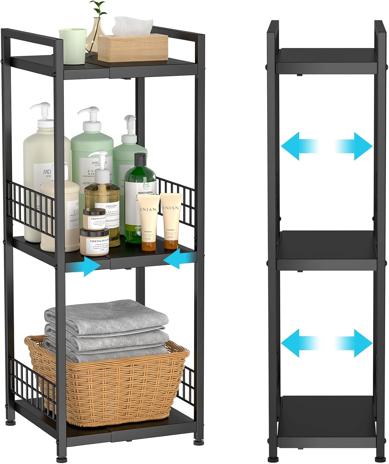 Expandable 3-Tier Metal Shelving Unit for Versatile Storage