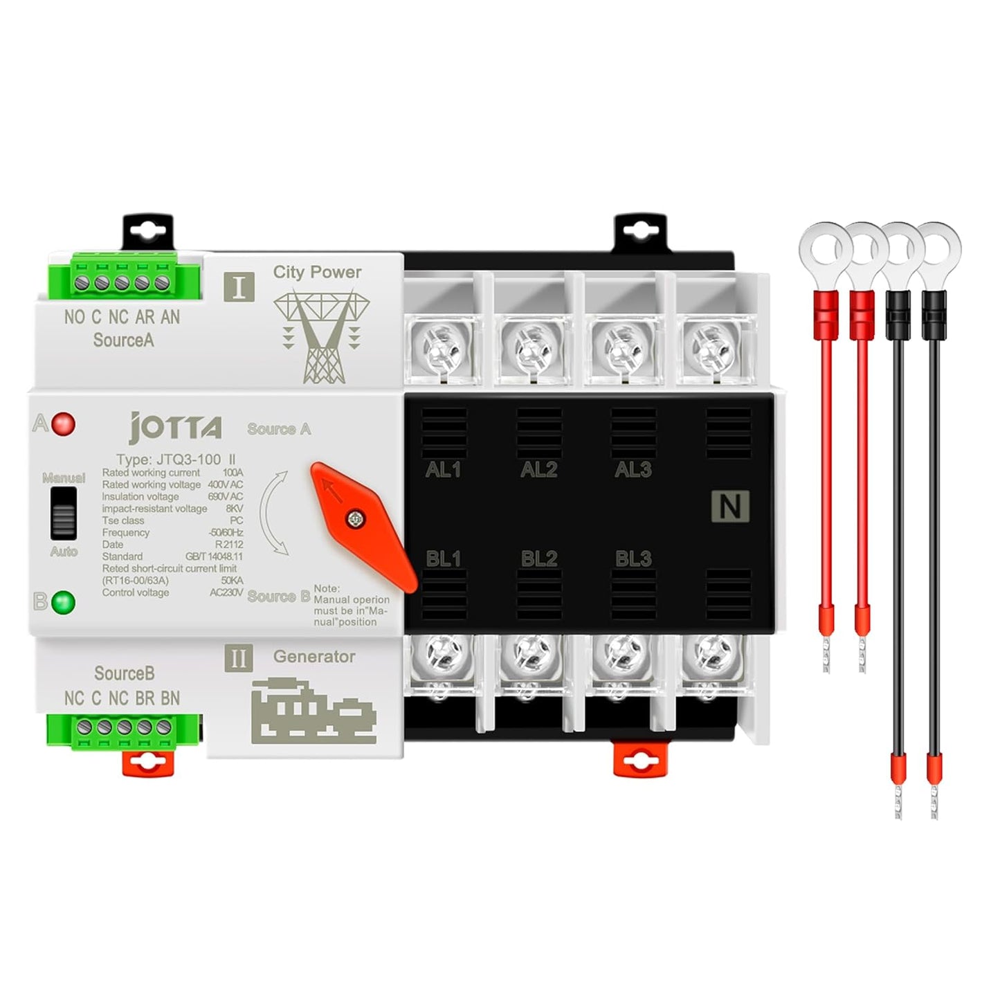 Jotta W2R-2P/3P/4P 100A 220V Mini ATS Automatic Transfer Switch