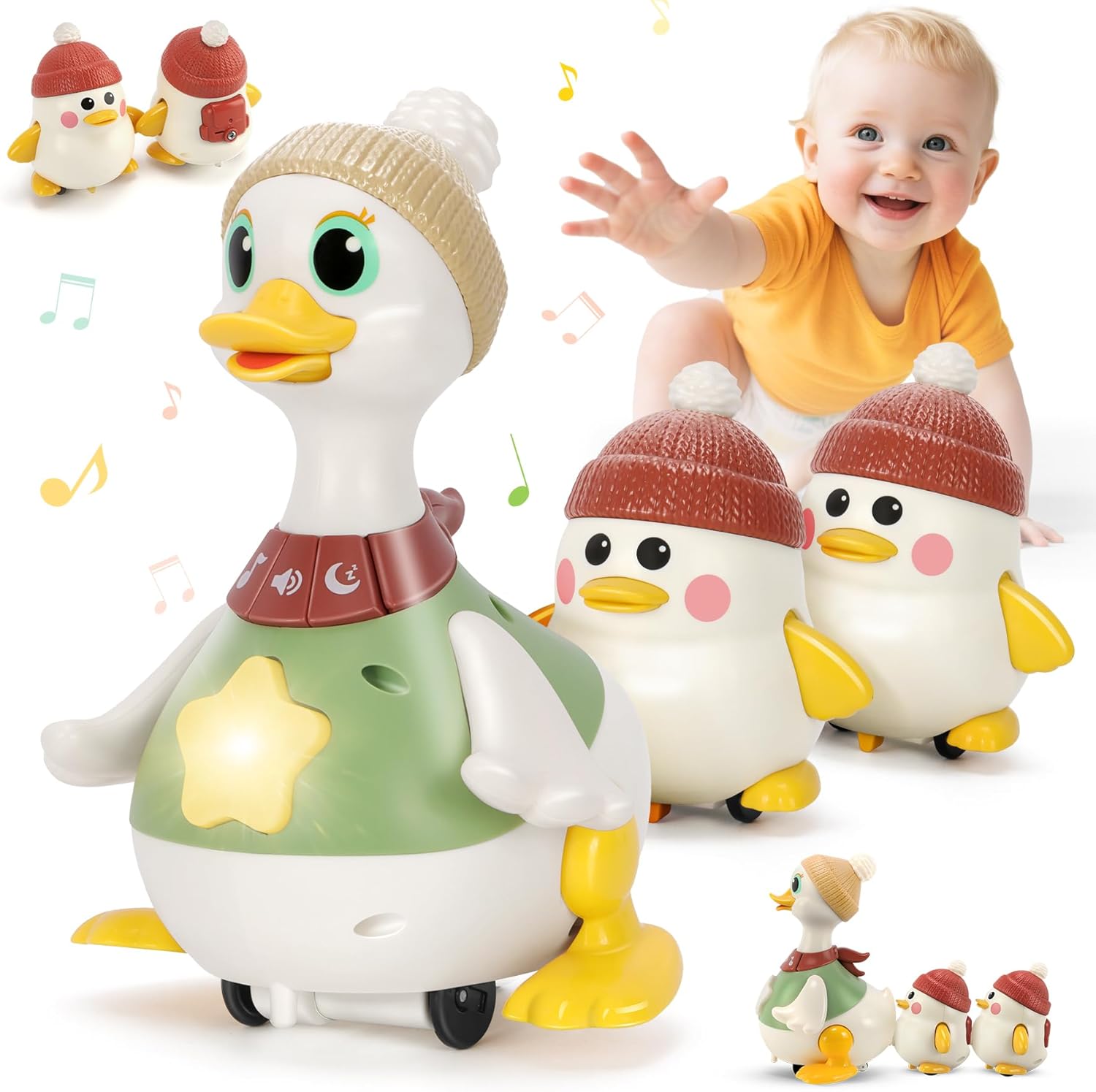 Interactive Musical Crawling Duck Toy for Babies 6-36 Months
