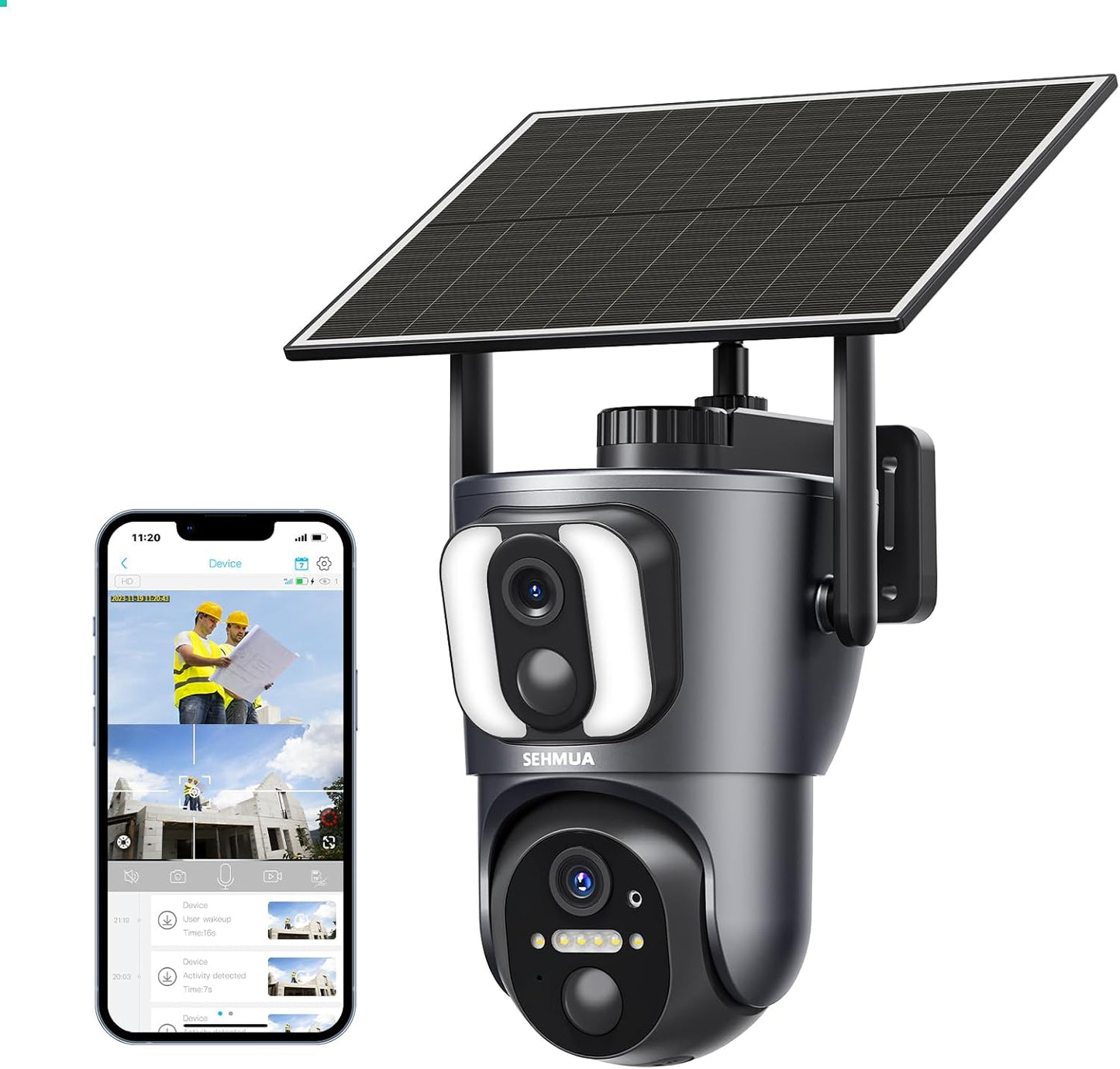 SEHMUA 4G LTE Cellular Security Camera with Dual Lens Technology